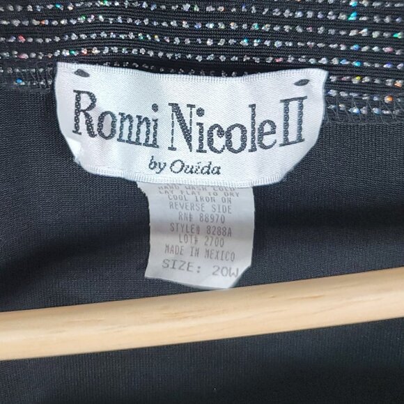 Ronni Nicole Sparkle Long Sleeve Top Jacket Black Size 20W Button Ouida Vintage - Picture 6 of 7